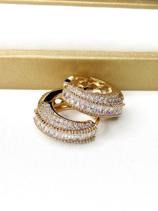 Super Luxury Pave Navette Zirconia Hoop Earring
