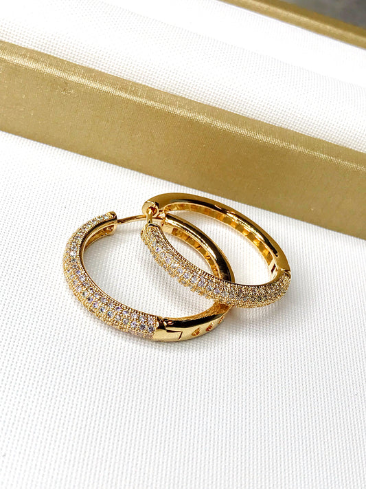 Medium Triple Pave Hoop Earring