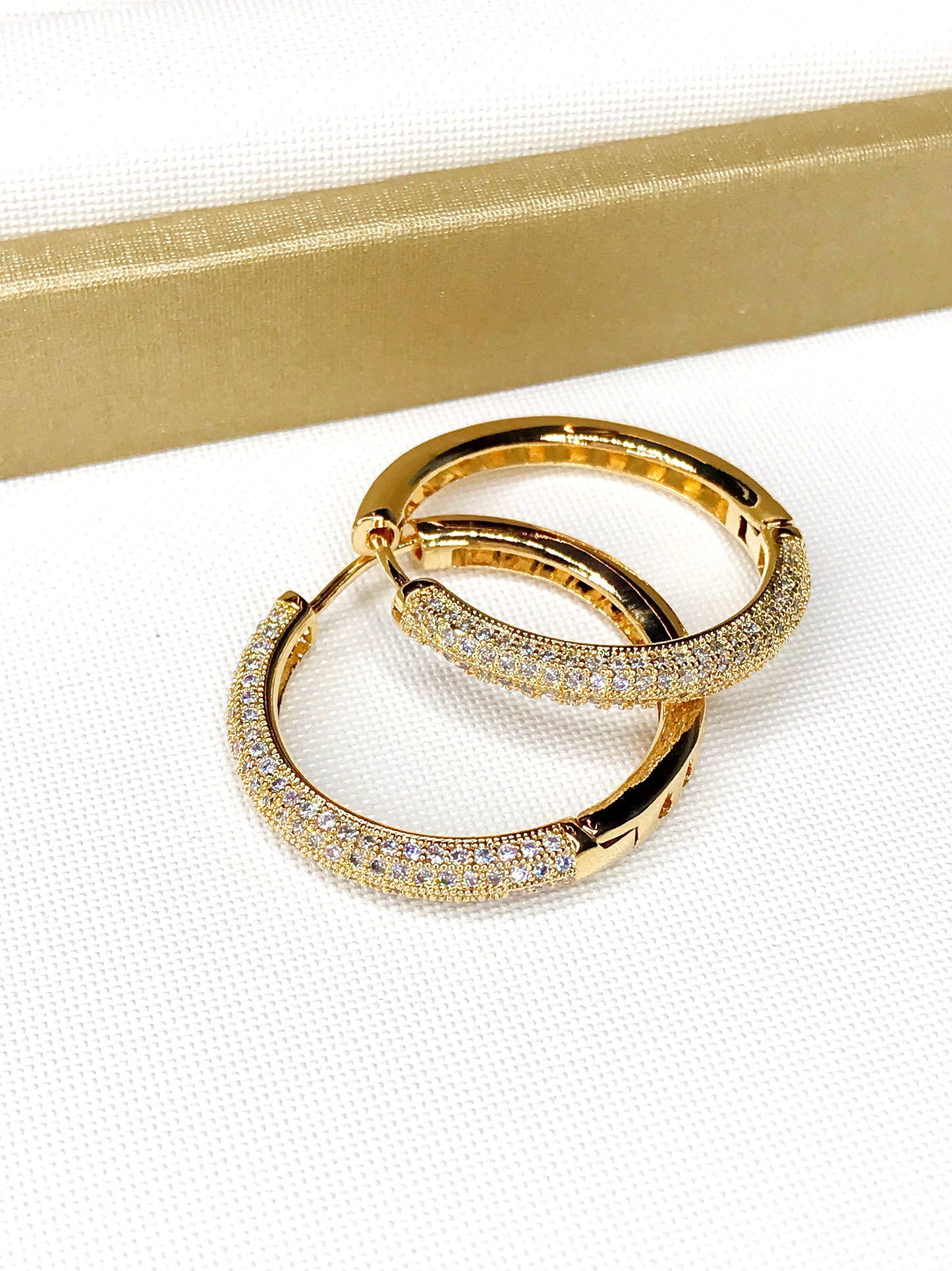 Medium Triple Pave Hoop Earring