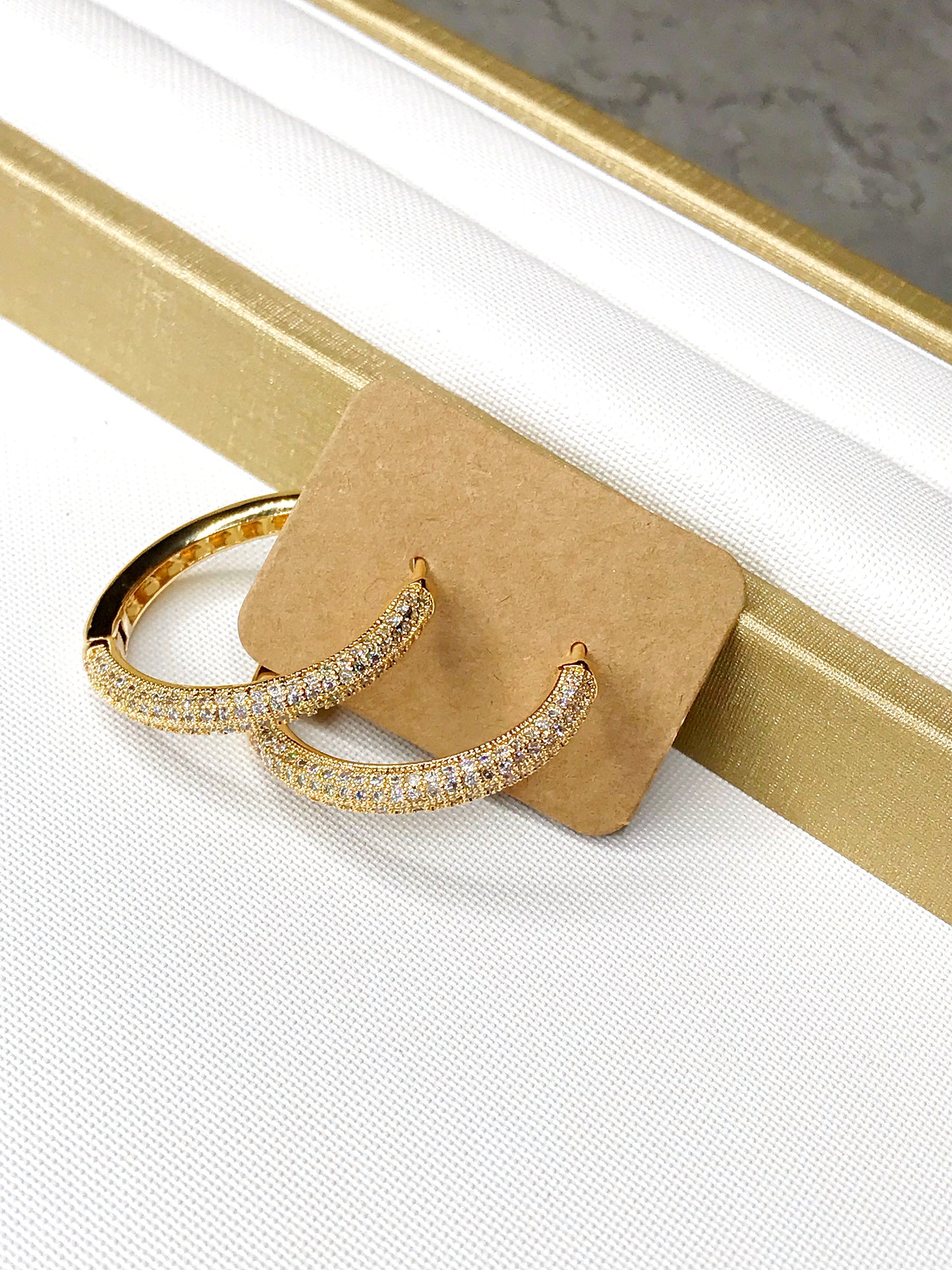 Medium Triple Pave Hoop Earring