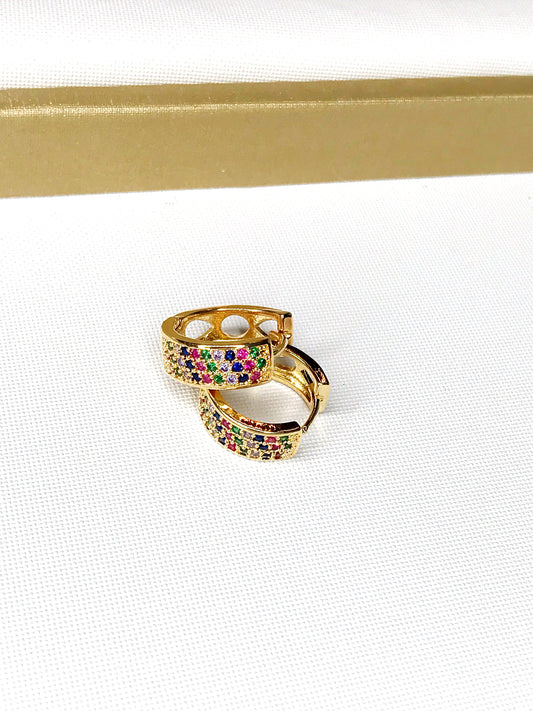 Small Colored Pave Hoop Earring