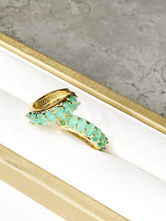 Small Jade Zirconia Pave Hoop Earring