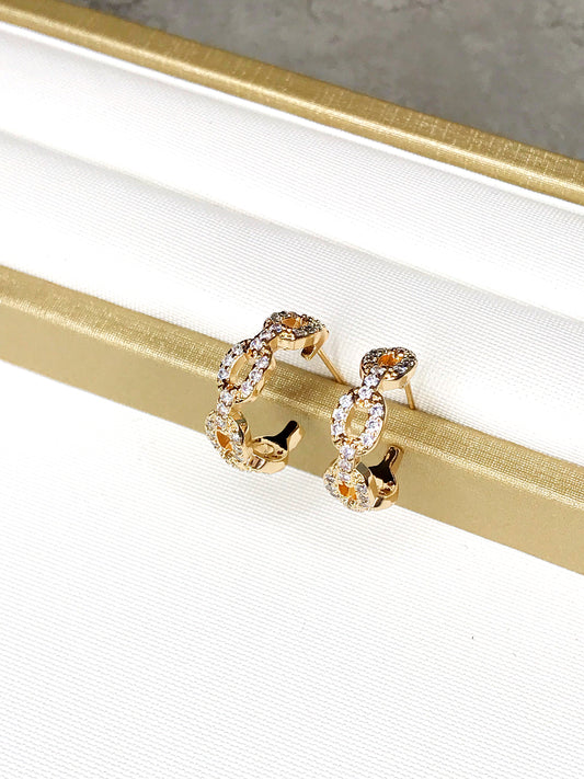 Small Pave Link Hoop Earring