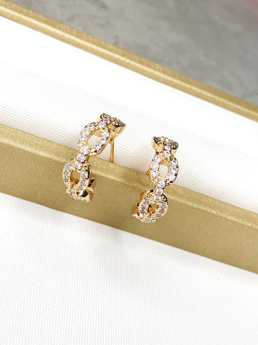 Small Pave Link Hoop Earring