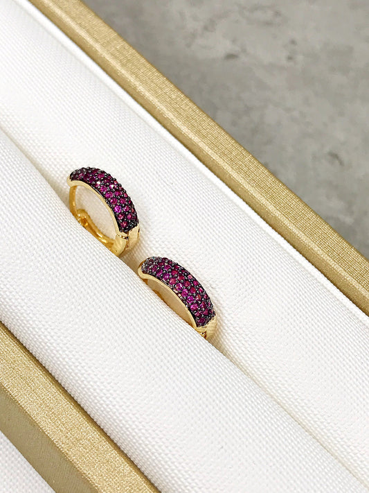 Small Rubi Zirconia Pave Hoop Earring