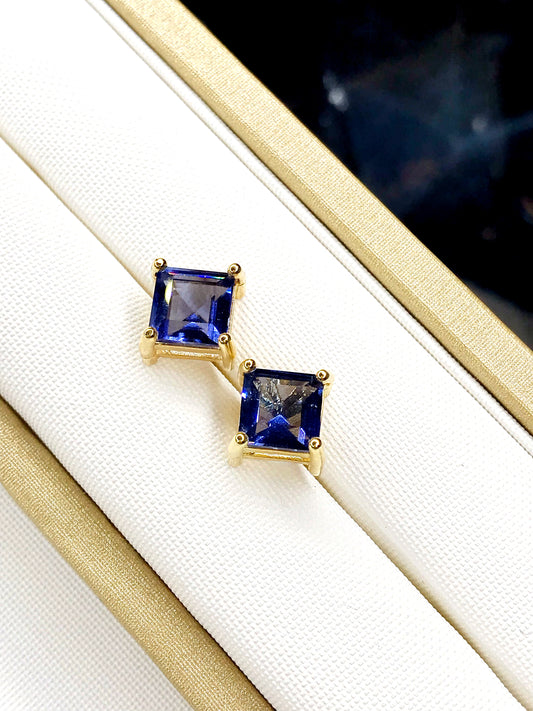 Sapphire Squared Crystal Earring