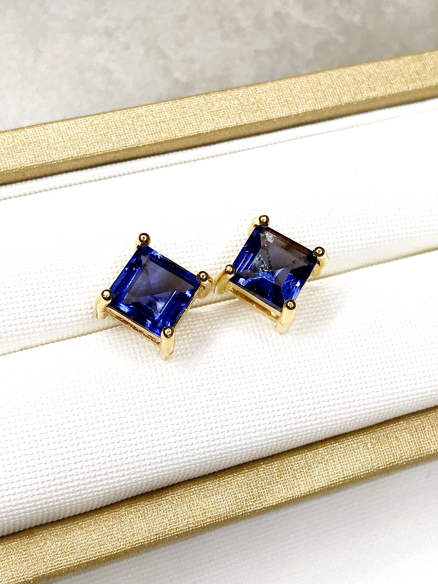 Sapphire Squared Crystal Earring