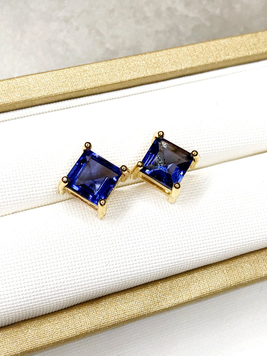 Sapphire Squared Crystal Earring