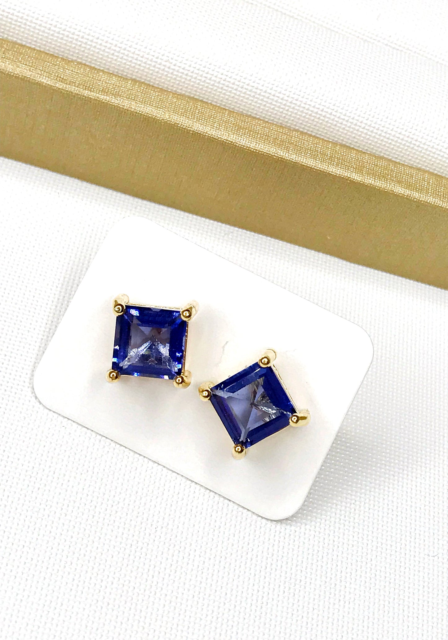 Sapphire Squared Crystal Earring
