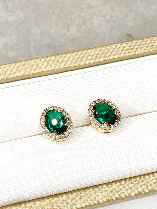 Oval Jade Crystal Earring