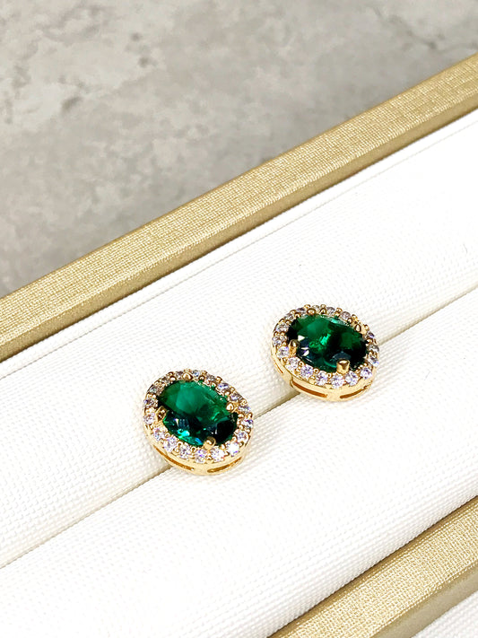 Oval Jade Crystal Earring
