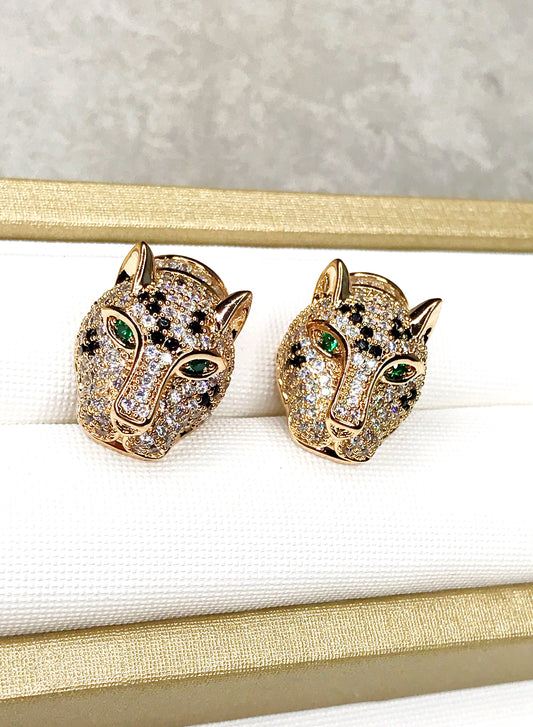 Black and White Pave Panther Earring