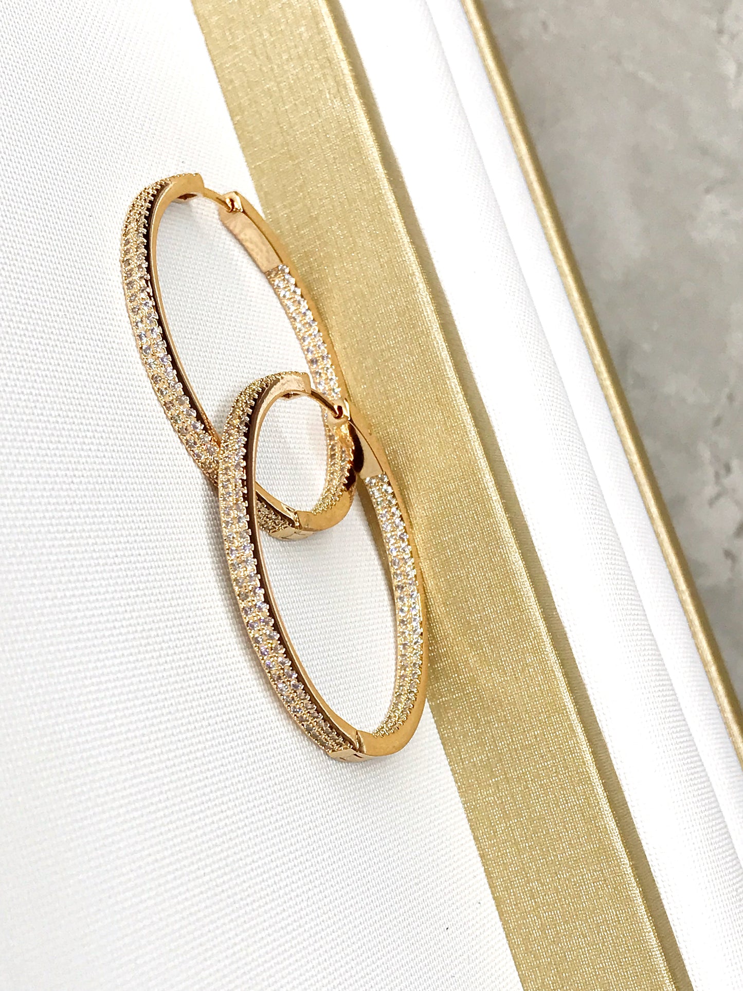 Medium Double Pave In and Out Hoop Earring