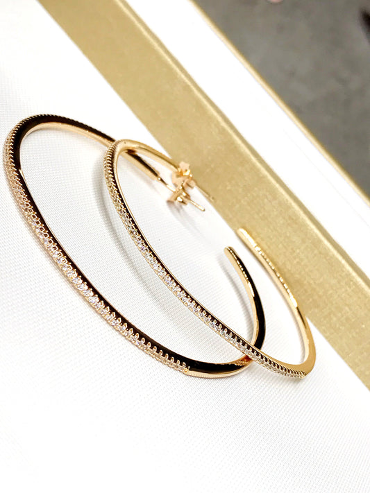 Maxi Traditional Pave Hoop Earring