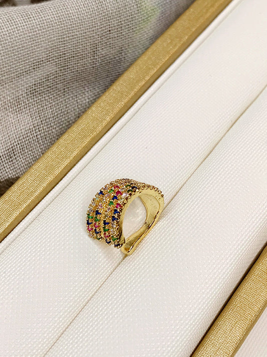 4 Lines Colored Pave Fake Piercing