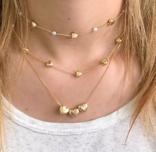 Triple Heart Choker Necklace