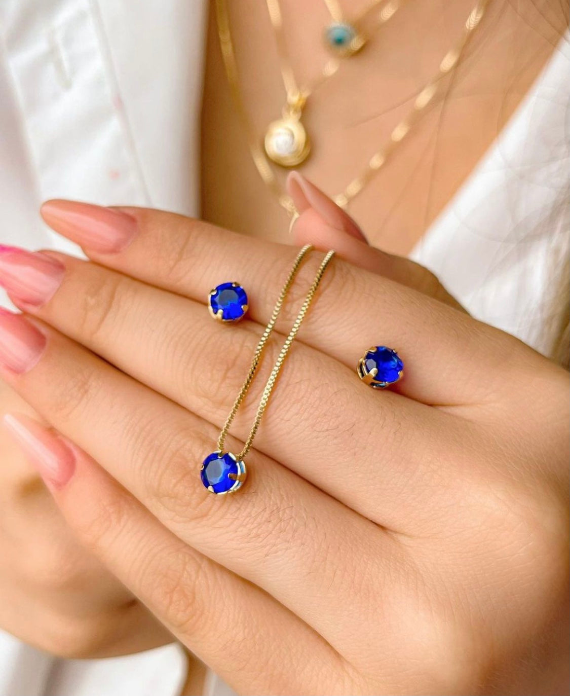 Small Solitaire Necklace and Earring Set