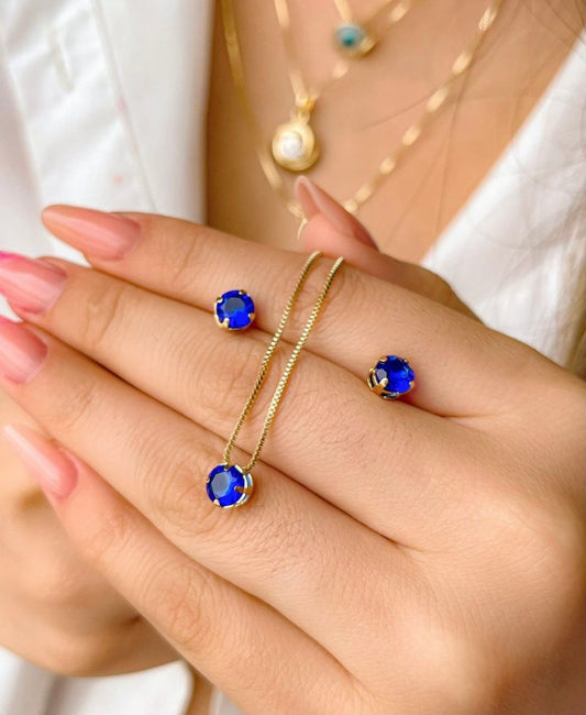 Small Solitaire Necklace and Earring Set