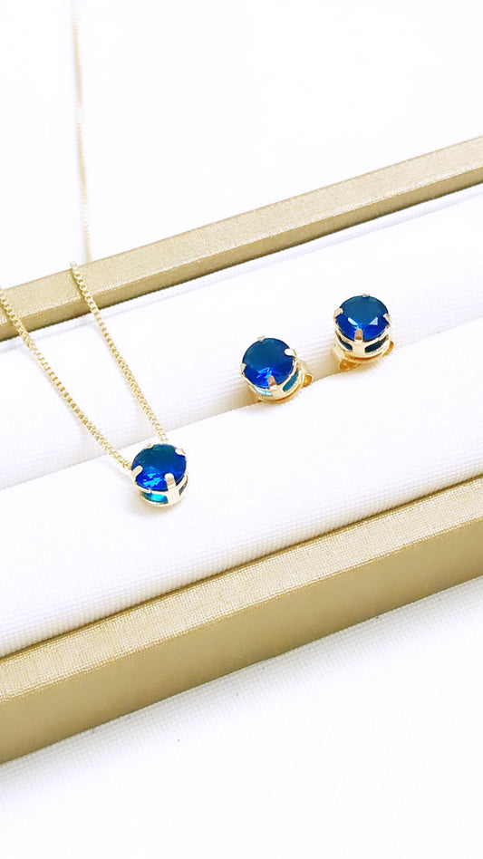 Small Solitaire Necklace and Earring Set