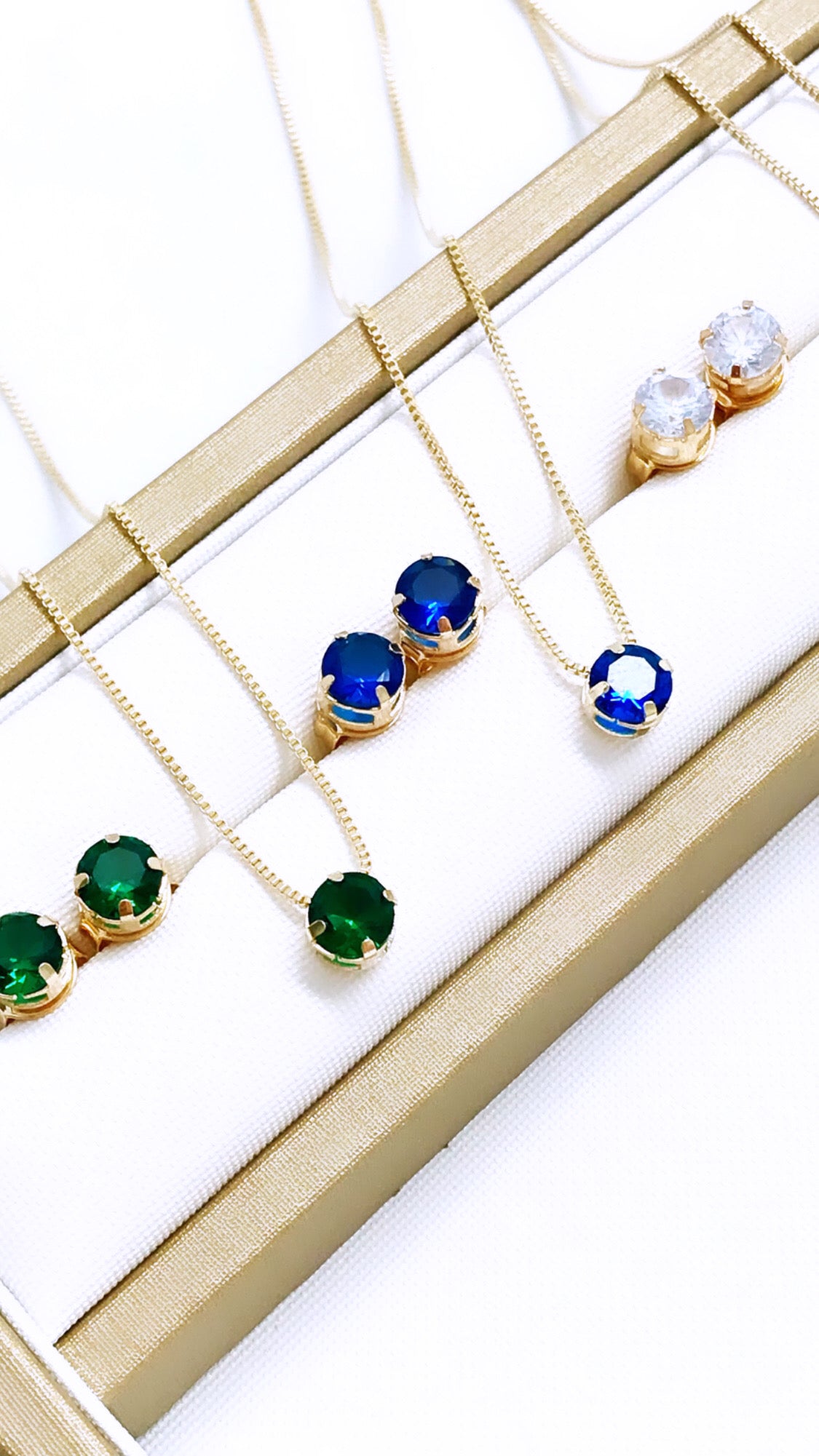 Small Solitaire Necklace and Earring Set