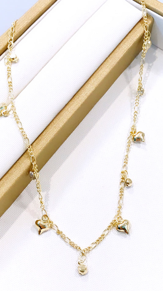 Puffy Hearts & Crystals Choker Necklace