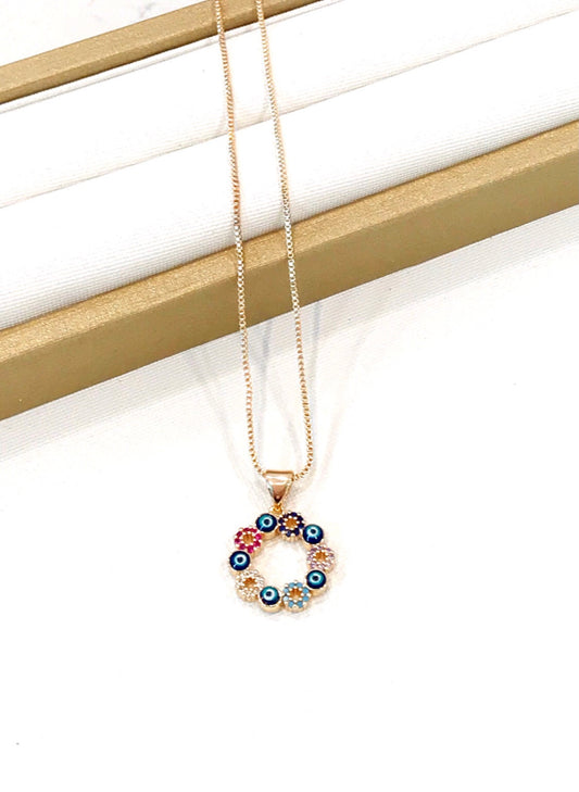 Evil Eye and Flowers Circle