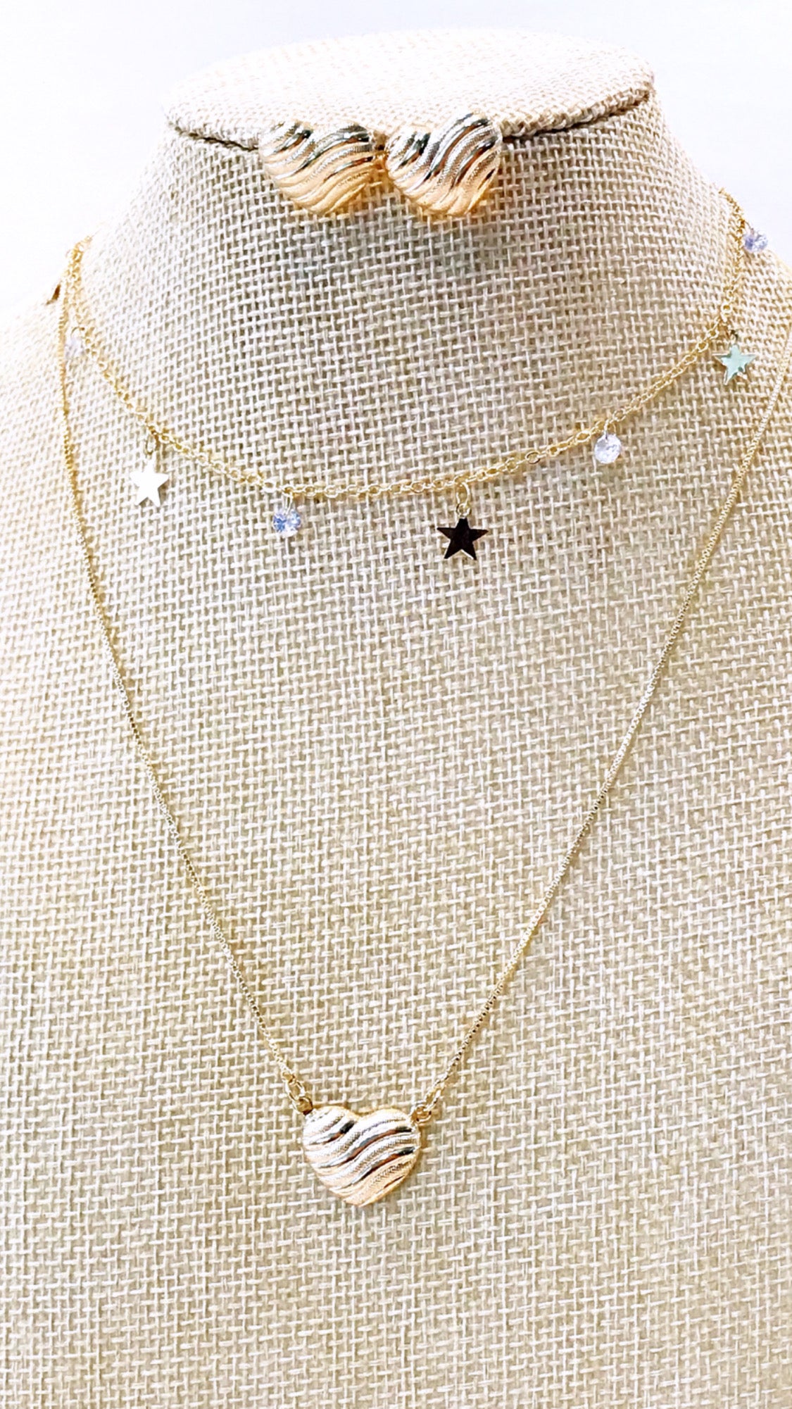 Stripes Heart Necklace and Earring Set