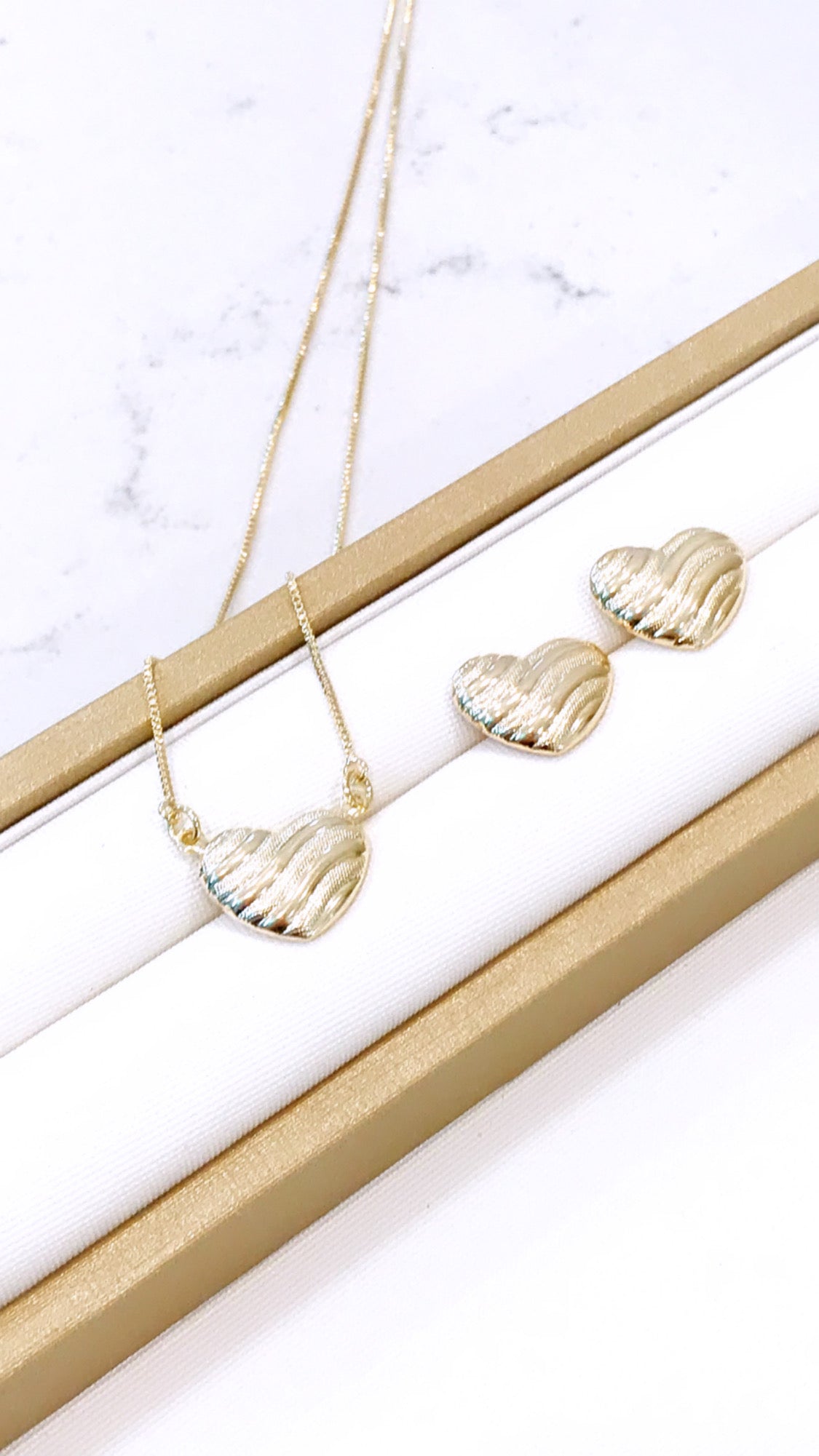 Stripes Heart Necklace and Earring Set