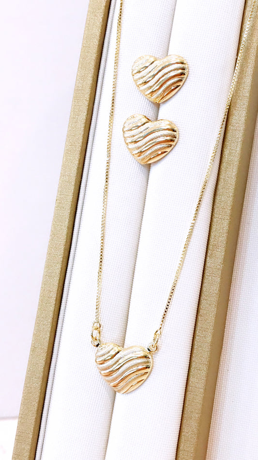 Stripes Heart Necklace and Earring Set