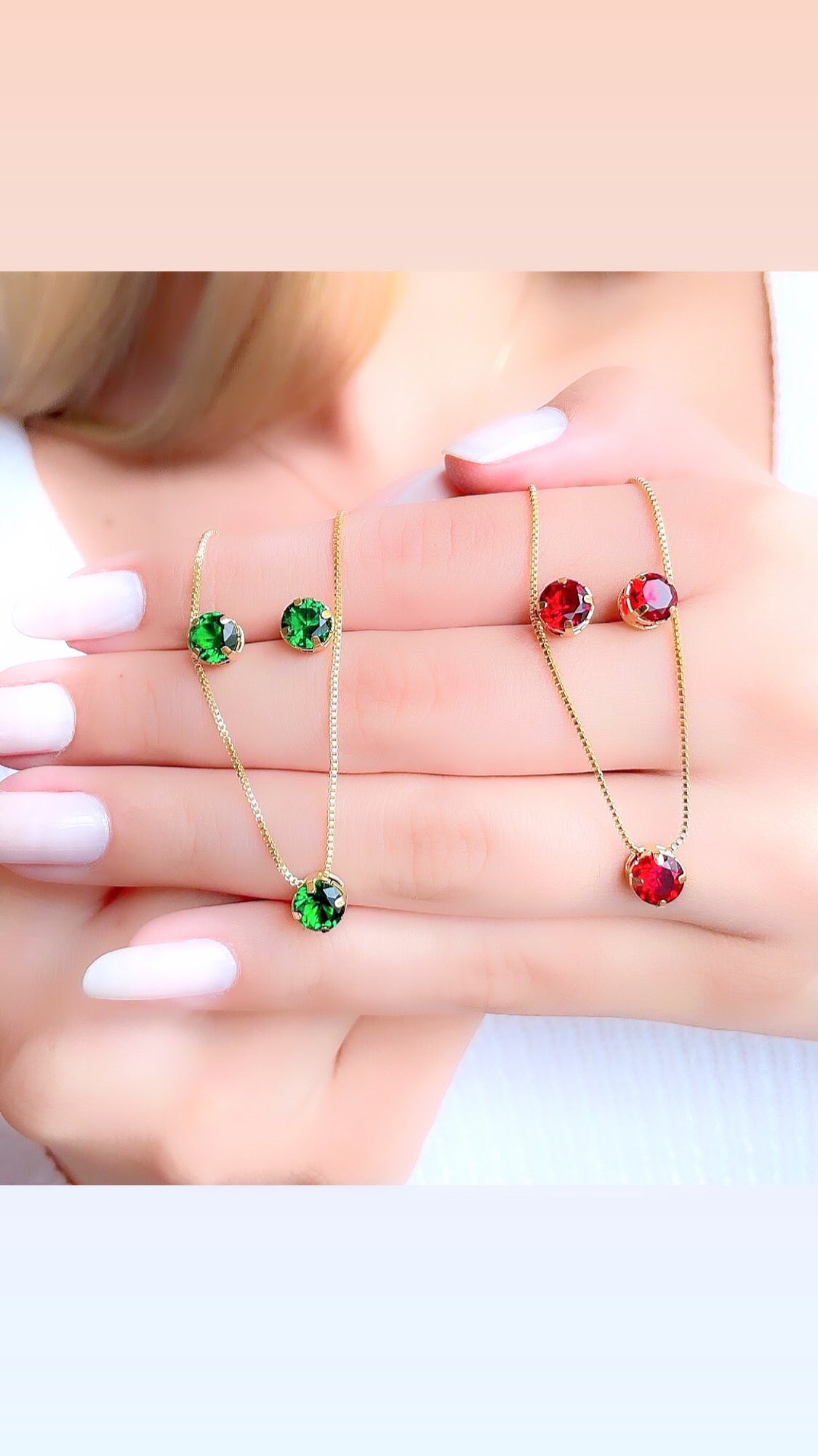 Small Solitaire Necklace and Earring Set