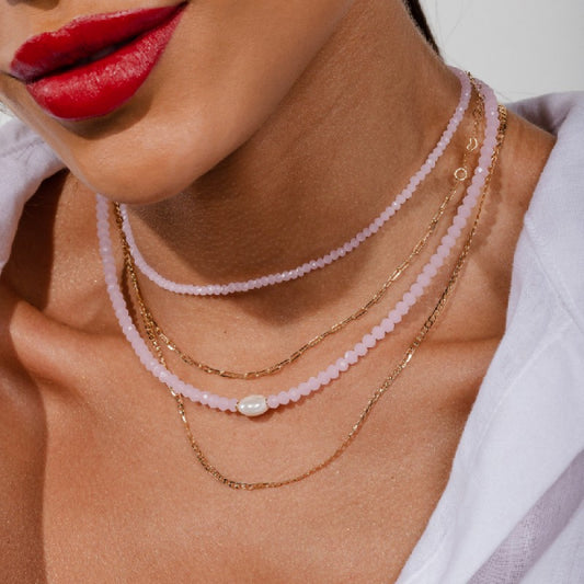 Pearl Solitaire Blush Crystal Choker Necklace