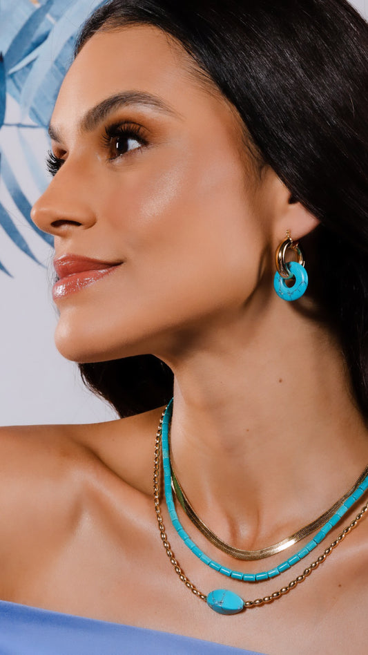 Turquoise Howlite 2 in 1 Hoop