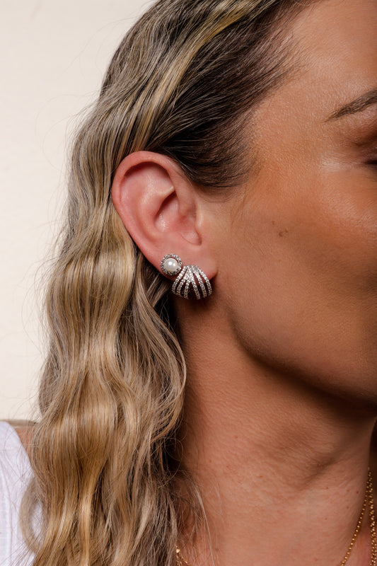 Petit Pave Pearl Earring