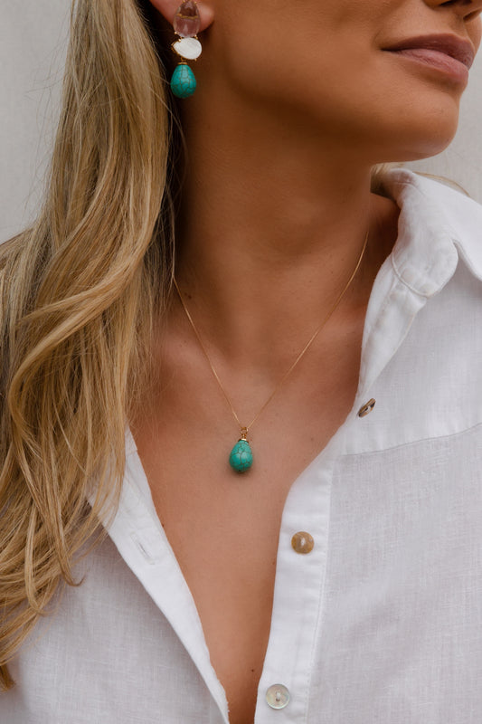 Turquoise Howlite and Mother Pearl Earring