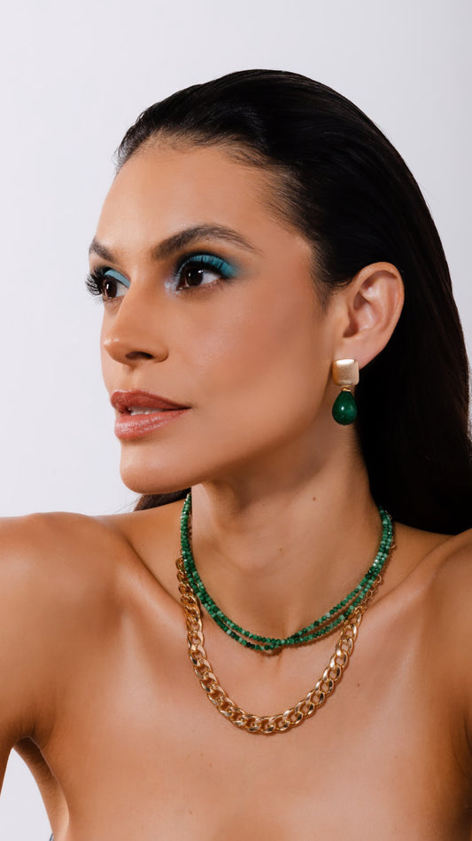 Green Agate Drop Earring