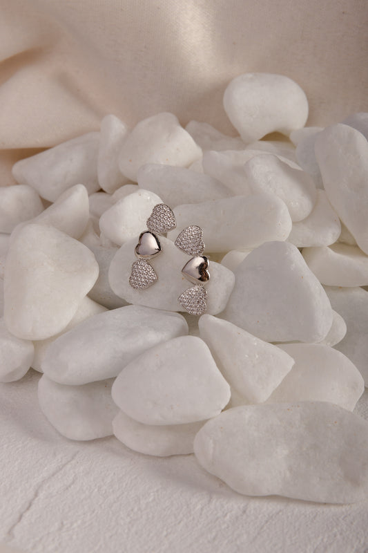 Pave Triple Heart Earring