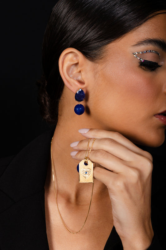 Zirconia and Blue Agate Earring