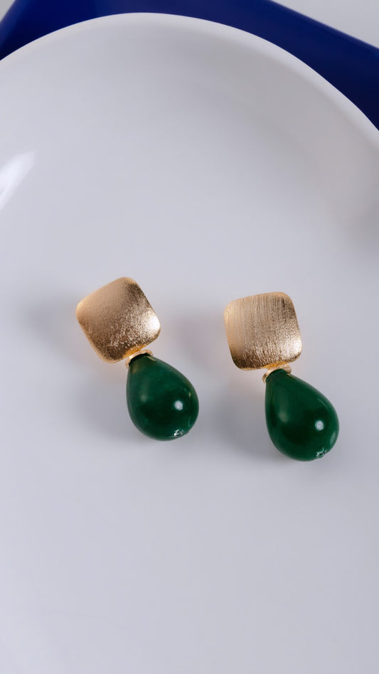 Green Agate Drop Earring