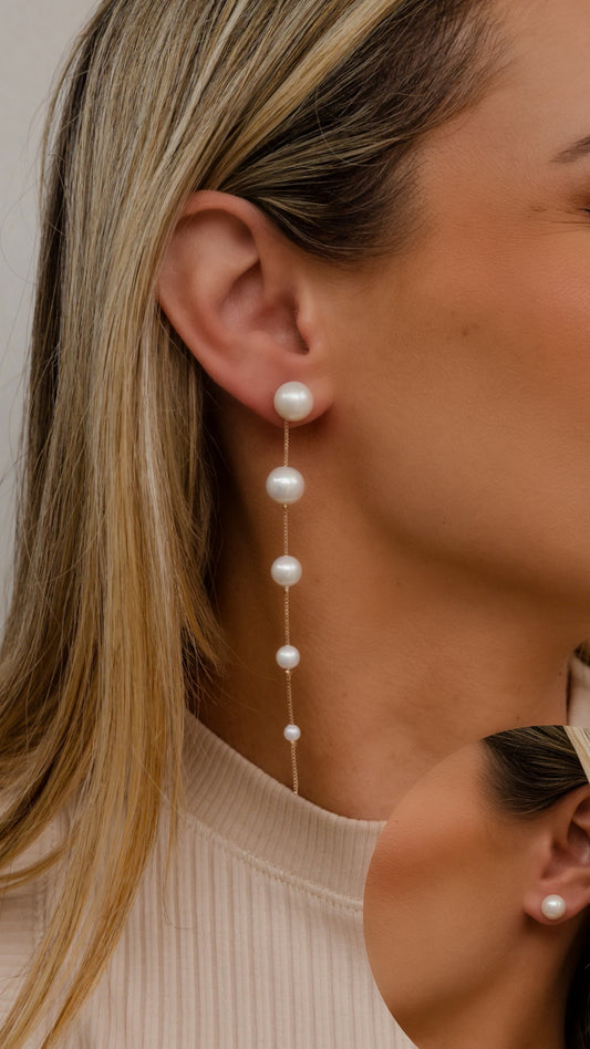 Chain Pearls Drop Earring